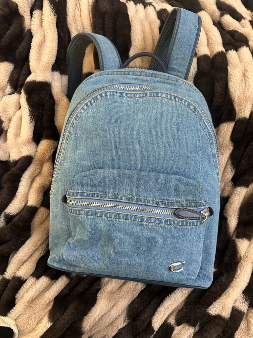 Denim Light Blue Women's Backpack - Casual Everyday Bag - Picture 2 of 9